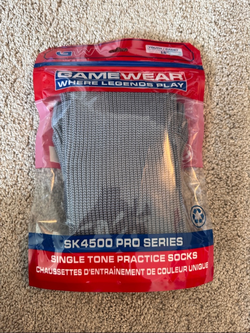 Youth Gray SK4500 Pro Series Practice Socks